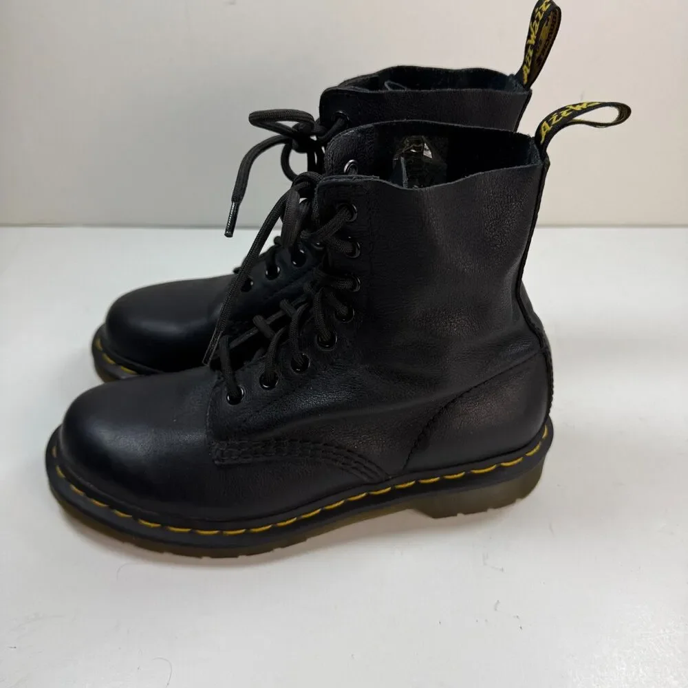 Dr Martens 1460 Pascal Black Leather 8 Eye Combat Boots Womens Size 7 AirWair
